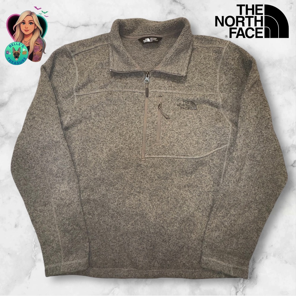 The‎ North Face Men's Medium Green Gordon Lyons 1/4-Zip Pullover Fleece Jacket